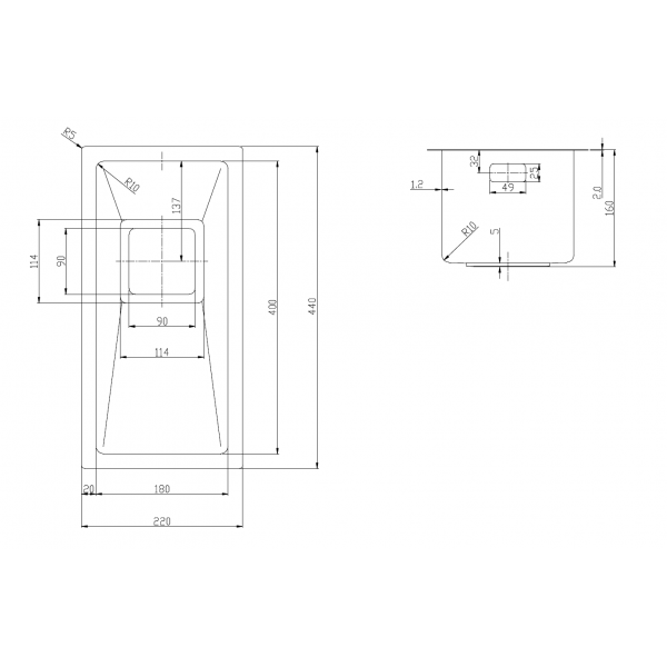 Нержавіюча мийка Fabiano Quadro 22 Celldecor 8216.401.1858