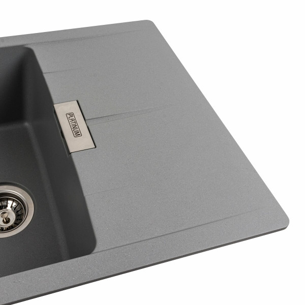 Гранітна мийка для кухні Platinum 6250 ZIRKONE матовий Сірий металік