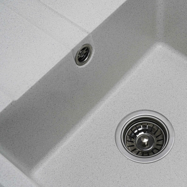 Гранітна мийка для кухні Platinum 5851 ARIA матова Біла в крапку, L