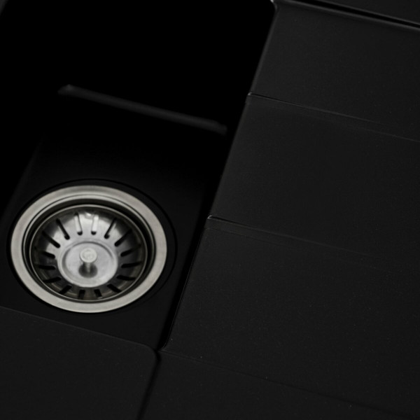 Гранітна мийка для кухні Platinum 7850W TOSKANA матова Чорна, АВТО