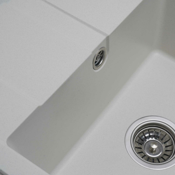 Гранітна мийка для кухні Platinum 5851 ARIA матова Білосніжна, R