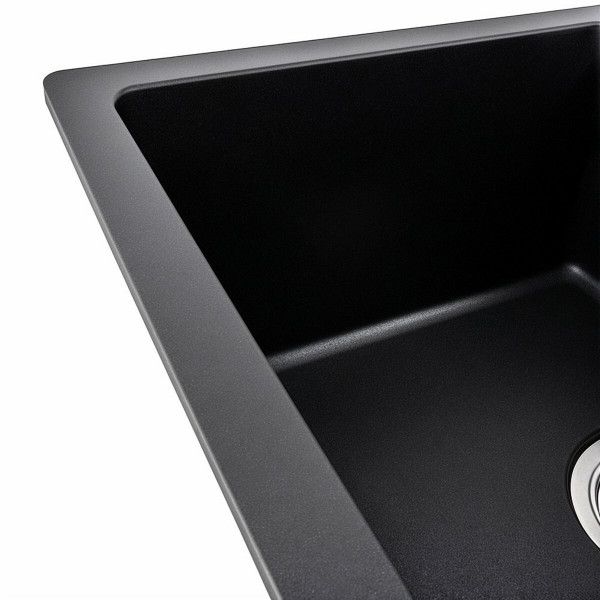 Гранітна мийка для кухні Platinum 6250 ZIRKONE матова Чорна, L
