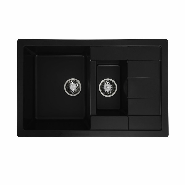 Гранітна мийка для кухні Platinum 7850W TOSKANA матова Чорний металік, АВТО