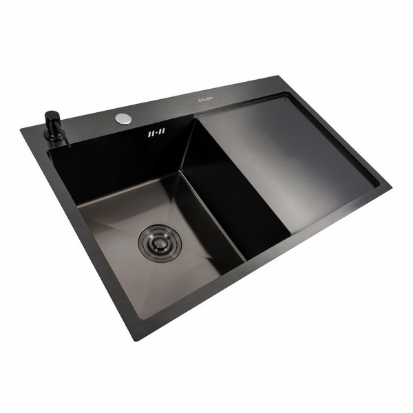 Кухонна мийка CM 78*50 L чорна PVD VALESO Handmade (круглий сифон 3,0/0,8)