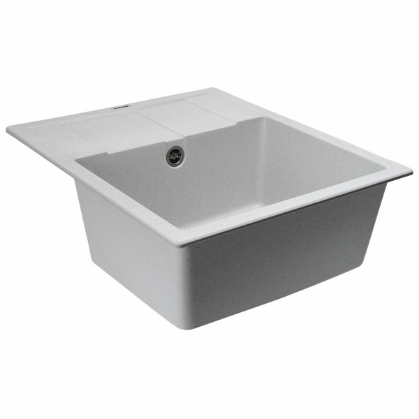 Гранітна мийка для кухні Platinum 5851 ARIA матова Біла в крапку, L
