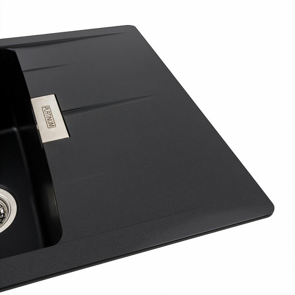 Гранітна мийка для кухні Platinum 6250 ZIRKONE матова Чорна, L