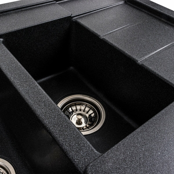 Гранітна мийка для кухні Platinum 7850W TOSKANA матовий Карбон, L