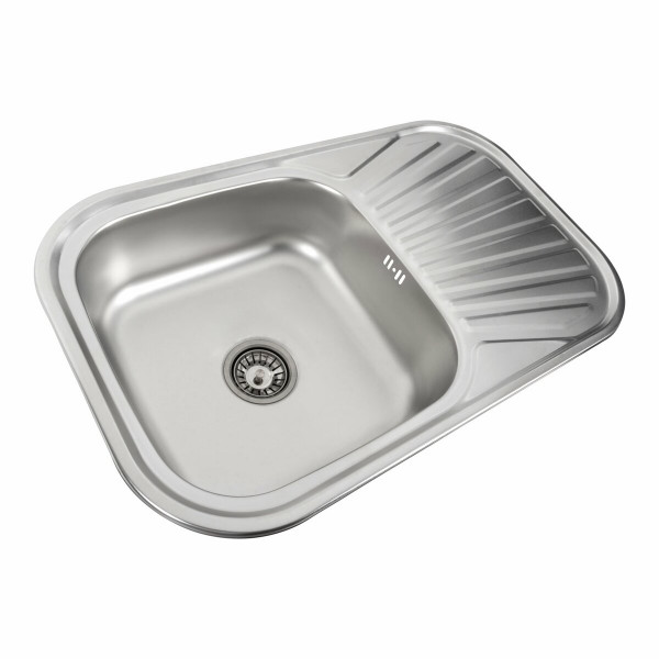 Кухонна мийка з нержавіючої сталі закруглена Platinum САТИН 7848 (0,8/180 мм), R