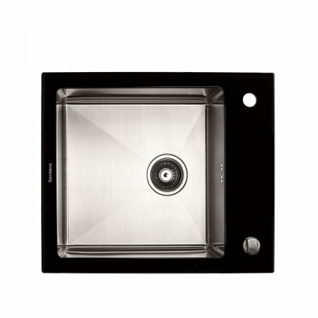 Кухонная мойка Platinum Handmade BLACK GLASS 600x510x200