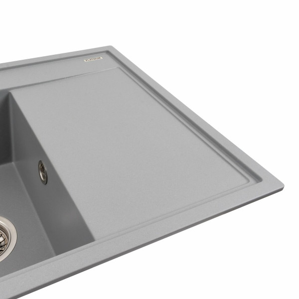 Гранітна мийка для кухні Platinum 7950 AZURIT матовий Сірий металік, ЦЕНТР