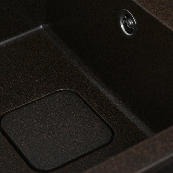 Гранітна мийка для кухні Platinum 7850 CUBE матова Шоколад, АВТО