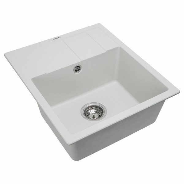 Гранітна мийка для кухні Platinum 5851 ARIA матова Білосніжна, R