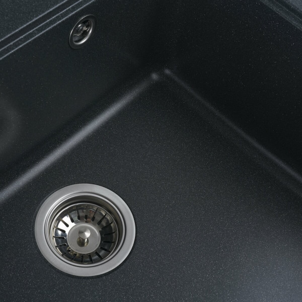 Гранітна мийка для кухні Platinum 5852 VESTA матова Антрацит, Центр