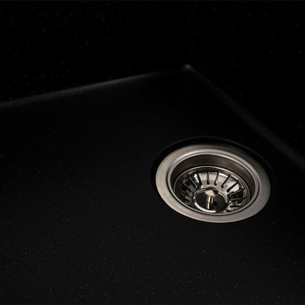 Гранітна мийка для кухні Platinum 6250 ZIRKONE матовий Чорний металік, R