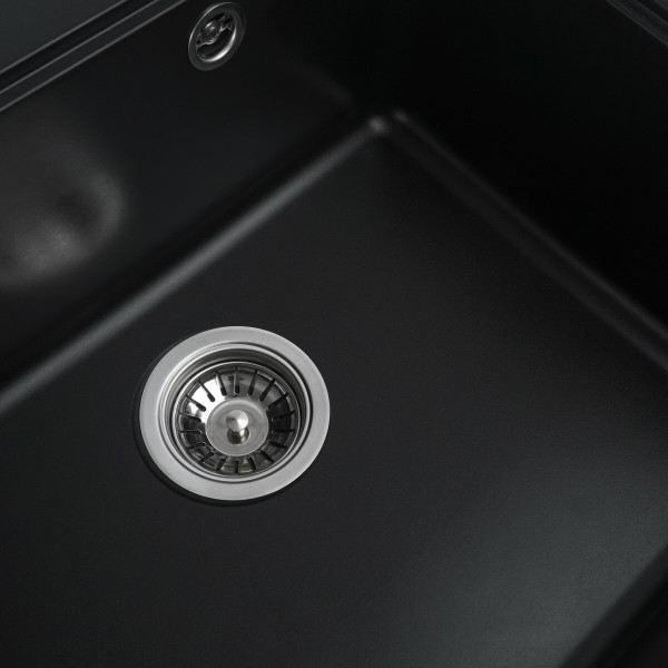 Гранітна мийка для кухні Platinum 5852 VESTA матова Чорна, ЦЕНТР