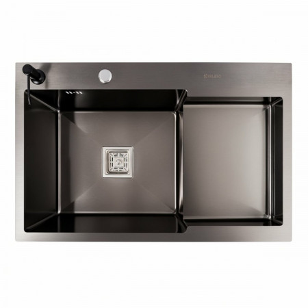 Кухонная мойка Valeso Handmade CM 78×50C L (PVD чёрная) с углублённой полкой