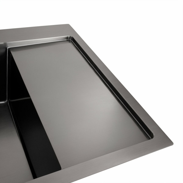 Кухонна мийка чорна Platinum PVD Handmade 65*50 L(квадратний сифон 3,0/1)