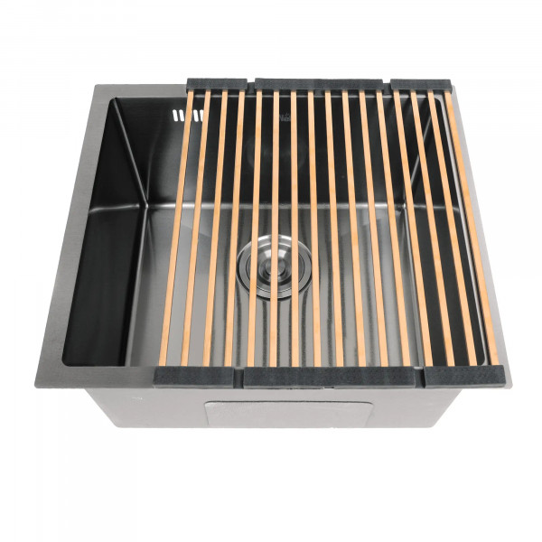 Черная кухонная мойка из нержавейки 50 см под столешницу 1.5 мм Nett NВ-5045