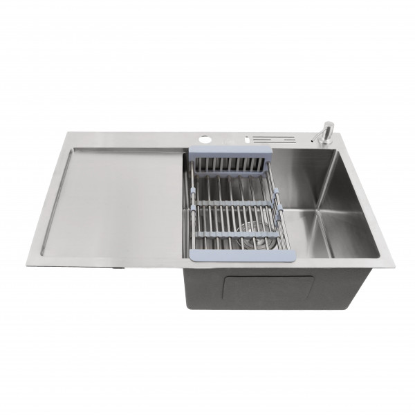 Мойка на кухню из нержавейки с левым крылом 1.5 мм накладная Nett NS-7848(L)