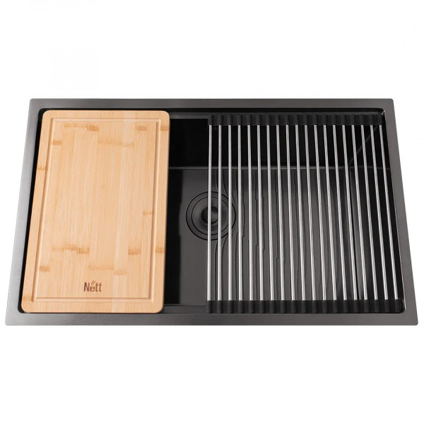 Черная мойка под столешницу 1.5 мм многофункциональная Nett NB-7042