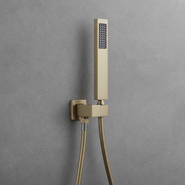 Золотая душевая система скрытого монтажа с термостатом и изливом Nett TSG-521