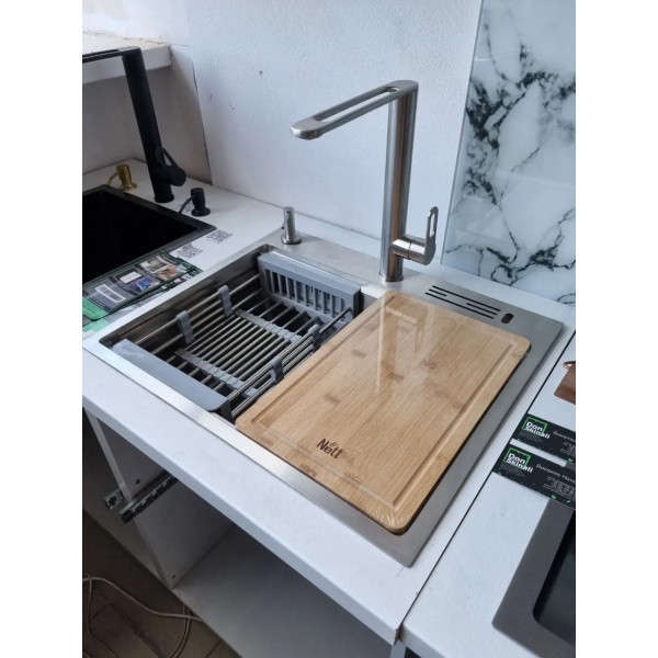 Накладная кухонная мойка из нержавейки 1.5 мм кухонная станция Nett NS-5747