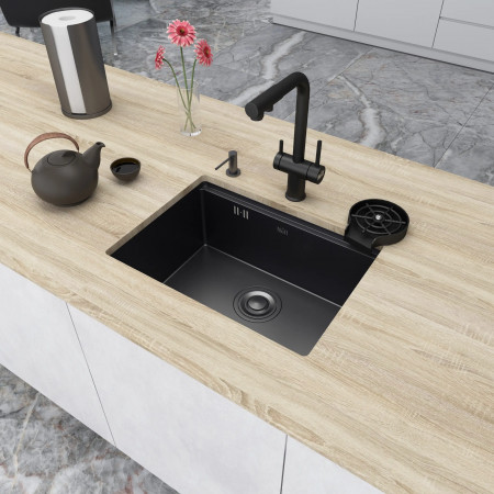 Кухонная мойка черная под столешницу 1.5 мм с PVD покрытием Nett NB-5742