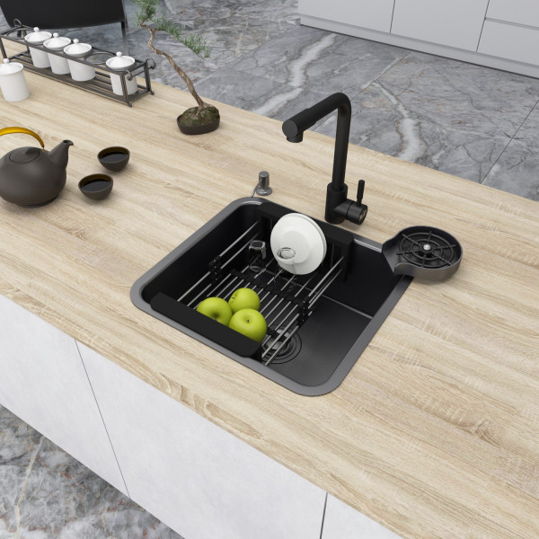 Комплект черной кухонной мойки и смесителя из нержавеющей стали NB-4643