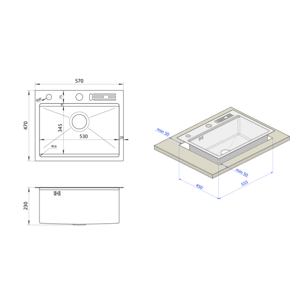 Кухонная мойка с покрытием HoneyComb Nett NSS-5747