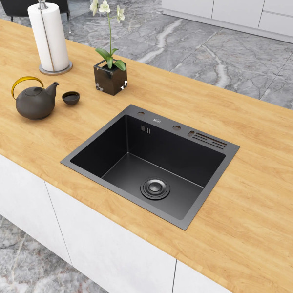 Черная мойка на кухню 45 см накладная 1.5 мм из нержавейки Nett NВ-5245