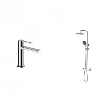 Комплект душевая система и смеситель хром Nett VH-22 + SSH-24