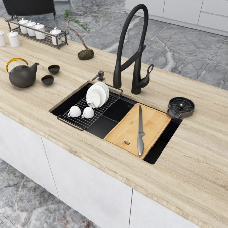 Черная мойка под столешницу 1.5 мм многофункциональная Nett NB-7042