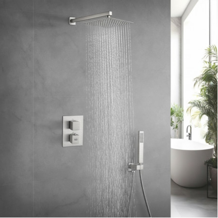 Душевая система с термостатом скрытого монтажа никель Nett TSS-473