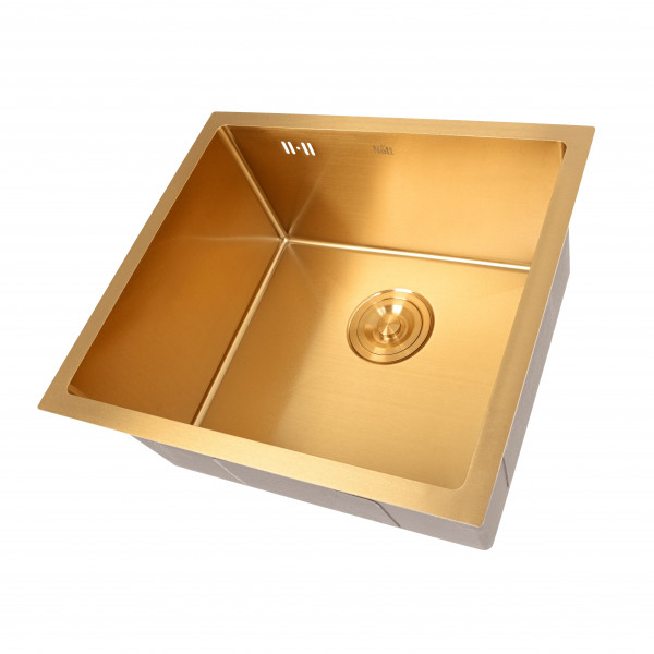 Золотая кухонная мойка из нержавейки 50 см под столешницу 1.5 мм Nett NG-5045