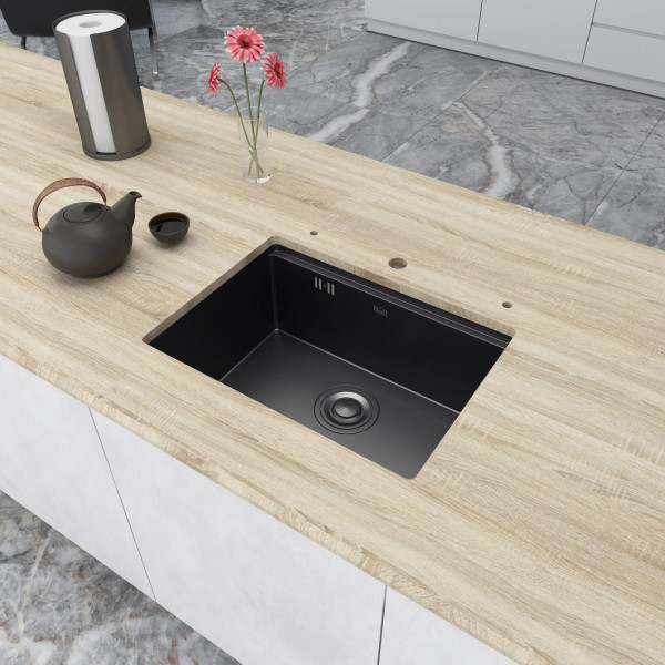 Кухонная мойка черная под столешницу 1.5 мм с PVD покрытием Nett NB-5742