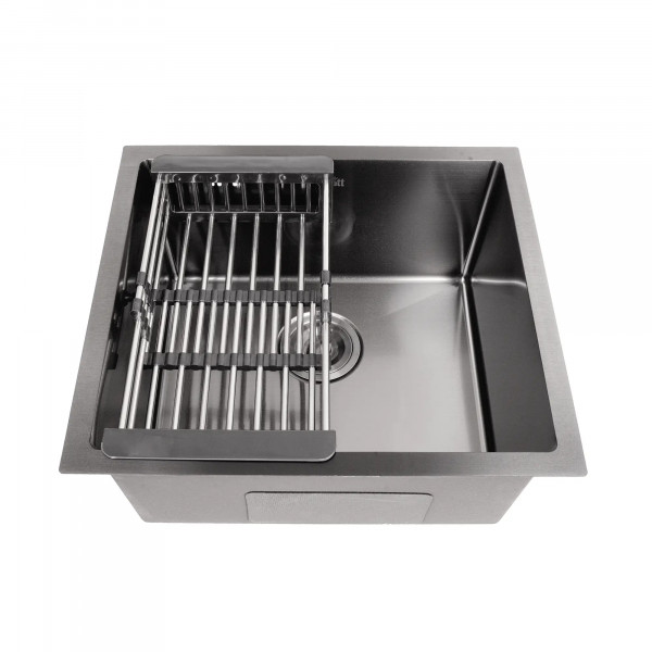 Черная кухонная мойка из нержавейки 50 см под столешницу 1.5 мм Nett NВ-5045