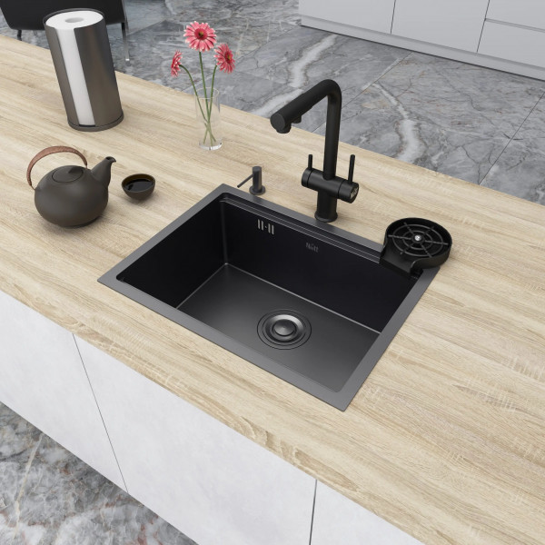 Кухонная мойка черная под столешницу 1.5 мм с PVD покрытием Nett NB-5742