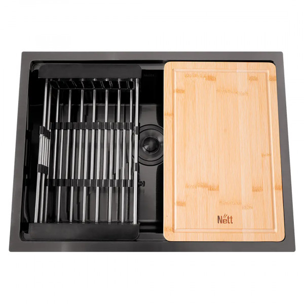 Комплект черной кухонной мойки и смесителя из нержавеющей стали NB-5742