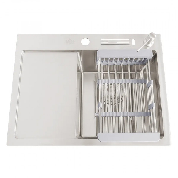 Накладная мойка на кухню нержавеющая с левым крылом 1.5 мм Nett NS-6045(L)