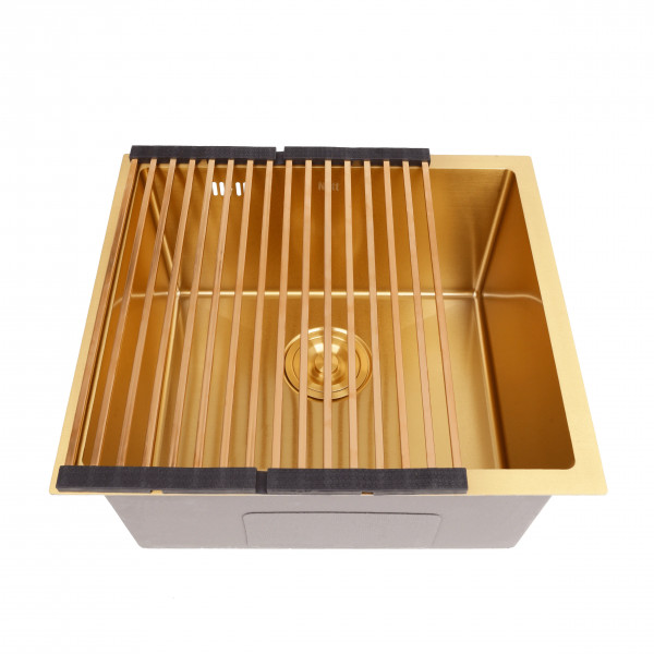 Золотая кухонная мойка из нержавейки 50 см под столешницу 1.5 мм Nett NG-5045