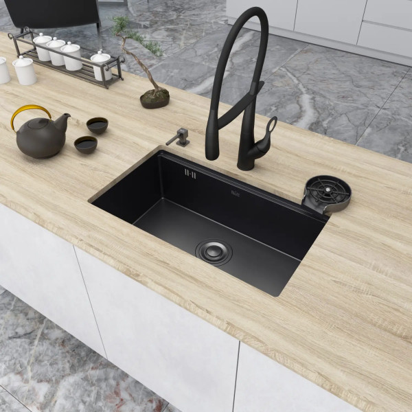 Черная мойка под столешницу 1.5 мм многофункциональная Nett NB-7042