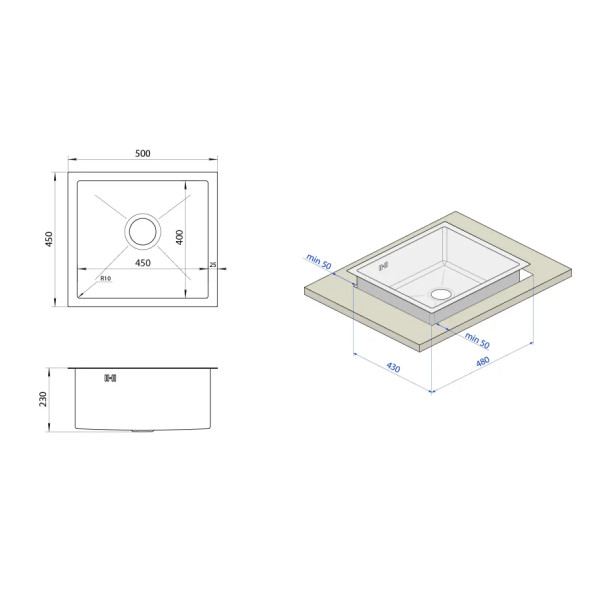Мойка на кухню с покрытием HoneyComb (соты) Nett NSS-5045