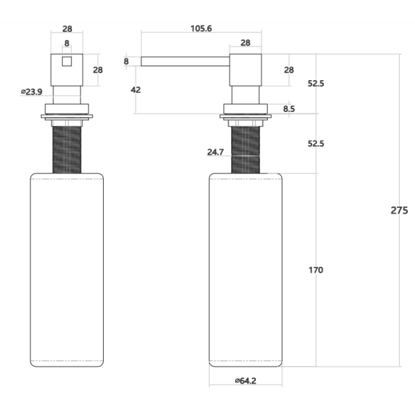 Дозатор для кухонной мойки врезной Nett DTGr-300