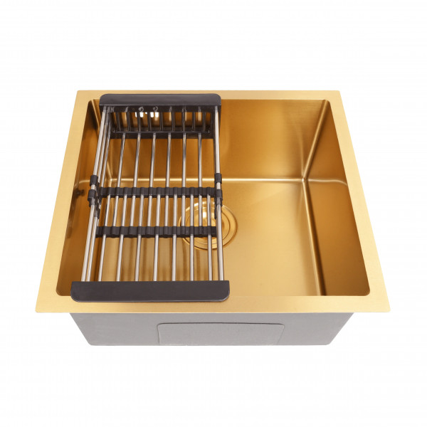 Золотая кухонная мойка из нержавейки 50 см под столешницу 1.5 мм Nett NG-5045