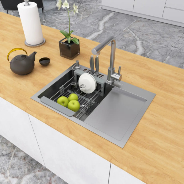 Накладная мойка на кухню с правым крылом 1.5 мм Nett NS-6045(R)