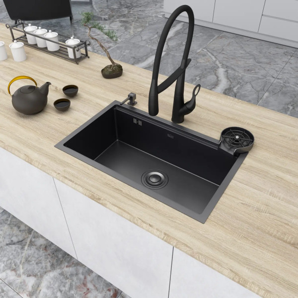 Черная мойка под столешницу 1.5 мм многофункциональная Nett NB-7042