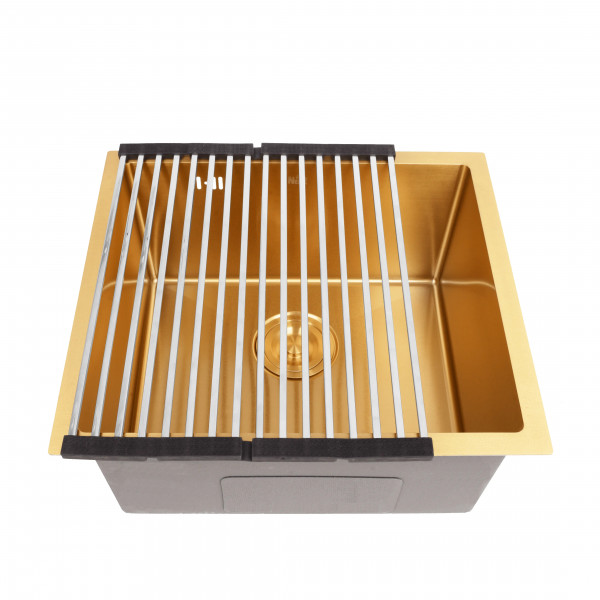 Золотая кухонная мойка из нержавейки 50 см под столешницу 1.5 мм Nett NG-5045