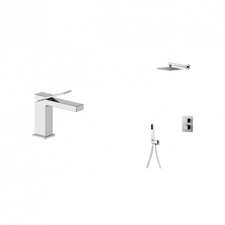 Комплект хромированный кран для умывальника и душевая система Nett UH-51 + TSH-473