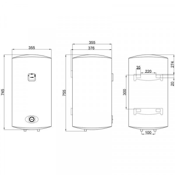Водонагреватель Thermo Alliance 50 л SLIM вертикальный, мокрый ТЭН 1,5 кВт D50V15Q1