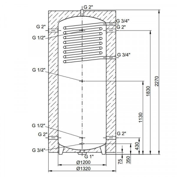 Теплоаккумулятор Thermo Alliance TAI-10 2000 с теплообменником 1,4 кв. м с изоляцией 60 мм